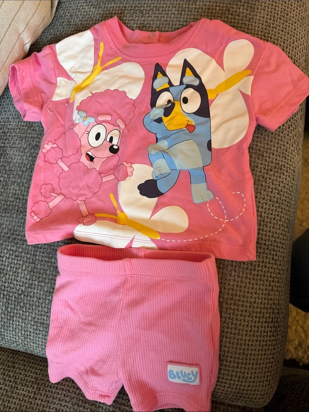 Pink Girls'  Set - Short Sleeve Top & Shorts
